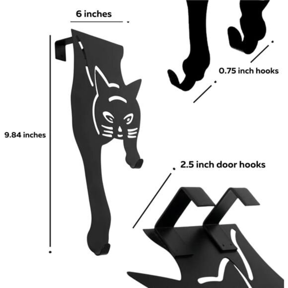 Cat Over The Door Hooks for Hanging - Black - Over The Door Organizer - Strong - Picture 2 of 14